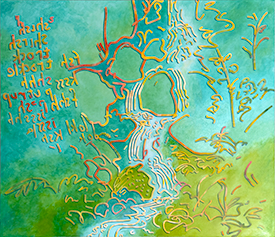 Waterfall and sound, Oil on canvas, 912x1065, 2022